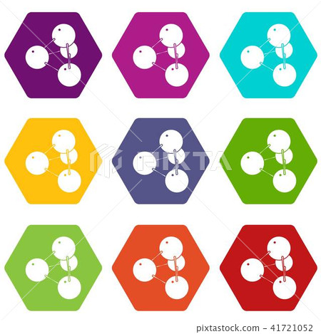 Pyramide molecule icons set 9 vector Pyramide molecule icons set 9 vector 41721052