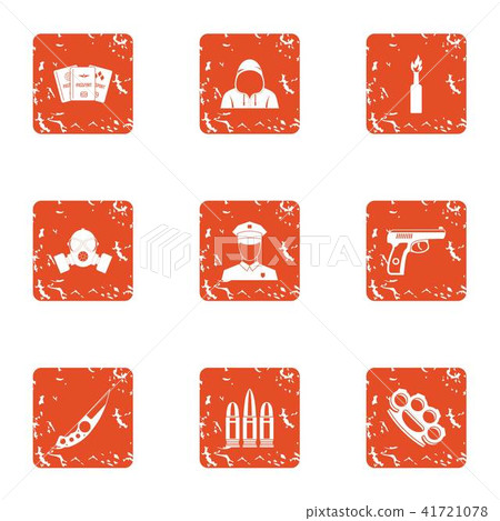 Sedition icons set, grunge style 41721078