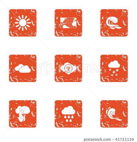 Global climate warming icons set, grunge style Global climate warming icons set, grunge style 41721139