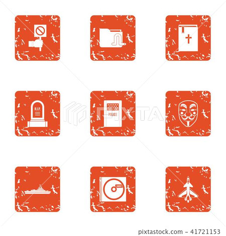Military event icons set, grunge style Military event icons set, grunge style 41721153