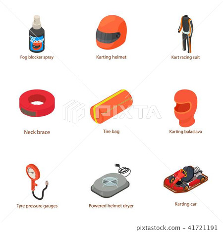 Karting icons set, isometric style Karting icons set, isometric style 41721191