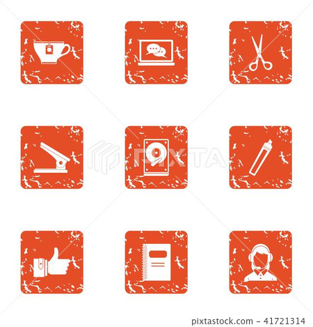 Record date icons set, grunge style - Stock Illustration [41721314] - PIXTA