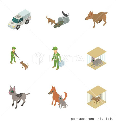 Animal protection icons set, isometric style 41721410