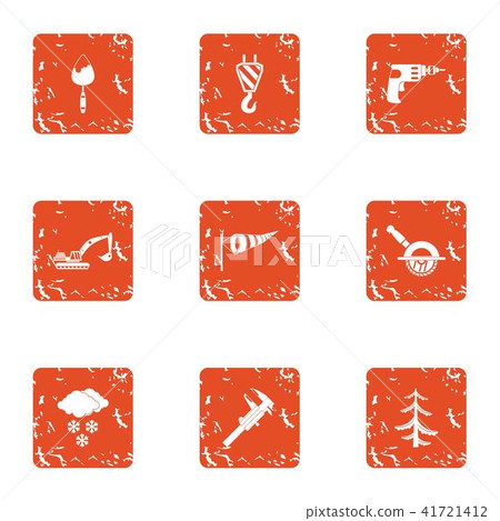 Excavate icons set, grunge style 41721412