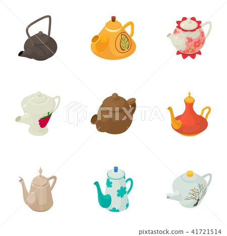 Kettle icons set, cartoon style Kettle icons set, cartoon style 41721514