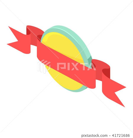 Round ribbon emblem icon, isometric style 41721686