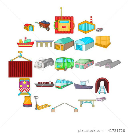 Industry icons set, cartoon style Industry icons set, cartoon style 41721728