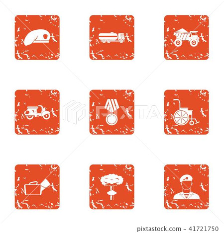 Military court icons set, grunge style 41721750