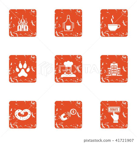 Compensation icons set, grunge style 41721907