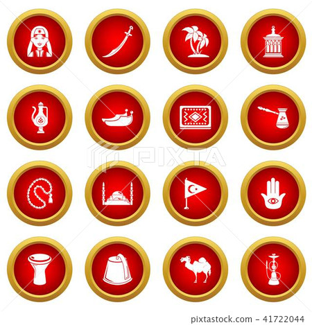 Turkey travel icons set, simple style Turkey travel icons set, simple style 41722044