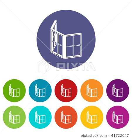 Facade window frame icons set vector color 41722047