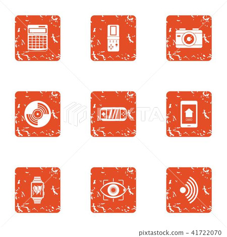 Computing device icons set, grunge style 41722070