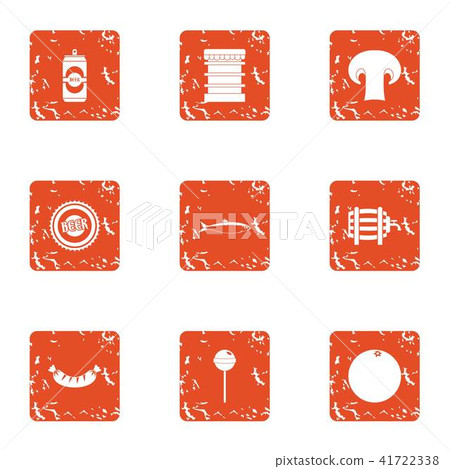 Roast icons set, grunge style 41722338