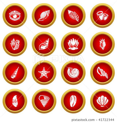 Tropical sea shell icons set, simple style Tropical sea shell icons set, simple style 41722344