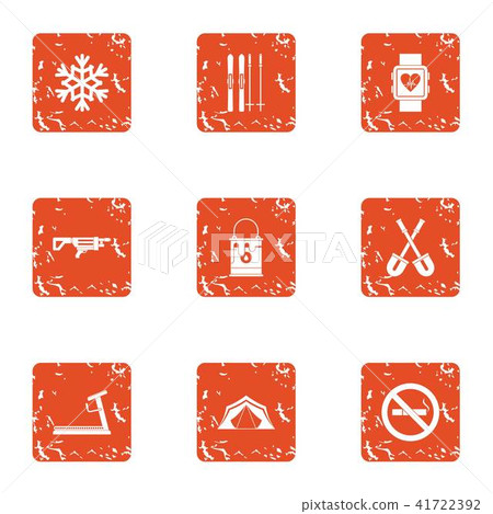 Sporting body icons set, grunge style 41722392