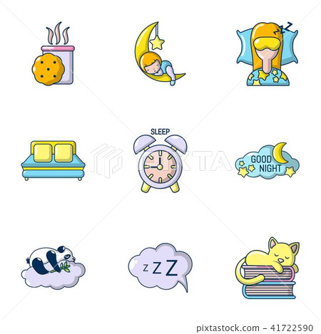 Sweet dream icons set, cartoon style 41722590
