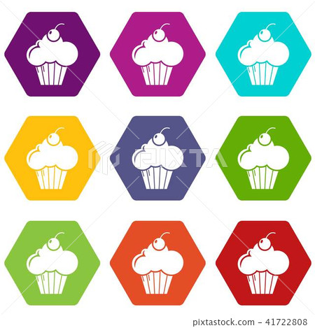 Sweet cupcake icons set 9 vector Sweet cupcake icons set 9 vector 41722808