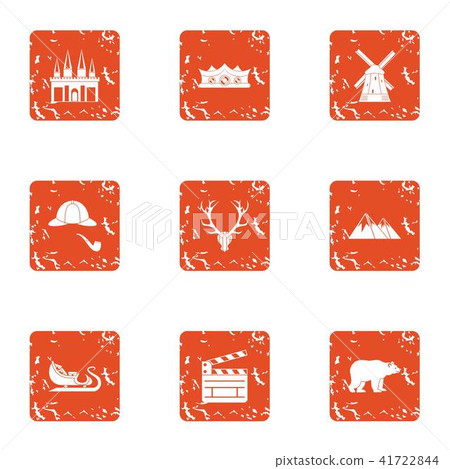 Polar icons set, grunge style Polar icons set, grunge style 41722844
