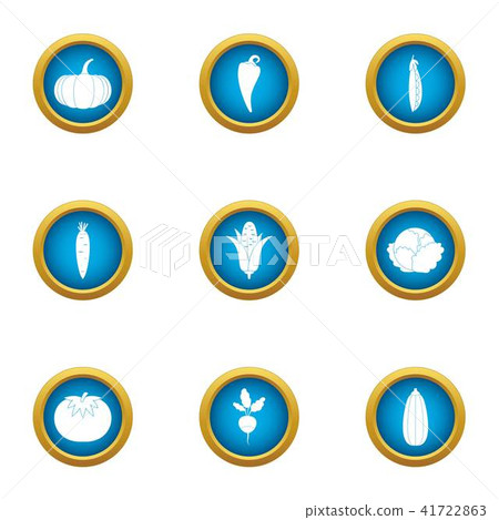 Vegetable mix icons set, flat style Vegetable mix icons set, flat style 41722863