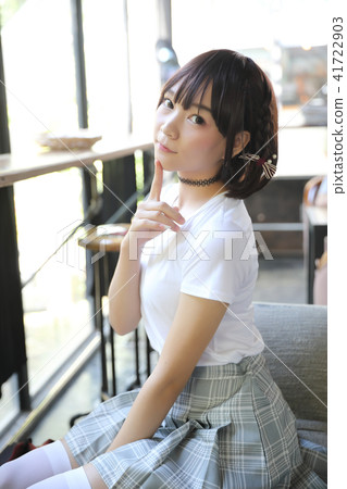 Portrait beautiful asian girl indoor coffee shop 41722903