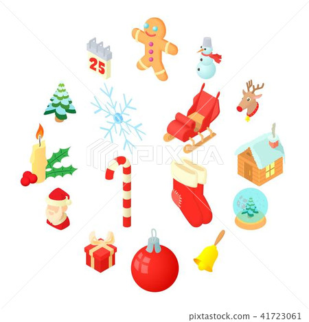 Christmas icons set, isometric 3d style Christmas icons set, isometric 3d style 41723061