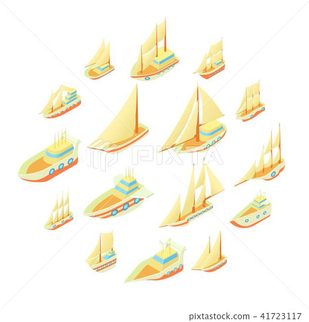 Sailing ship icons set, cartoon style 41723117