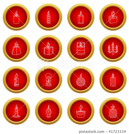 Candle forms icons set flame light, outline style Candle forms icons set flame light, outline style 41723134