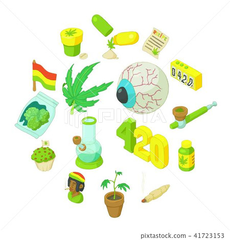 Rastafarian icons set, cartoon style 41723153