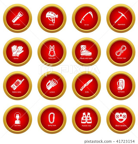 Speleology equipment icons set, simple style 41723154