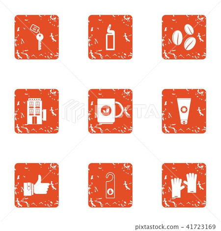 Guesthouse industry icons set, grunge style 41723169