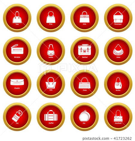 Woman bag types icons set, simple style Woman bag types icons set, simple style 41723262