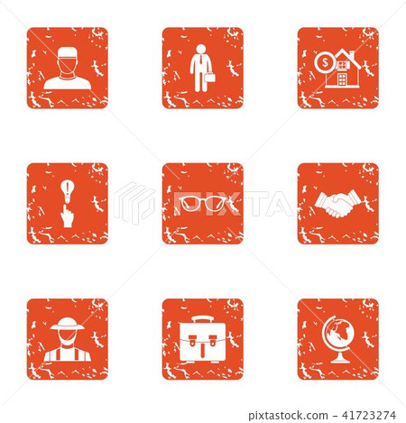 Remortgage the house icons set, grunge style Remortgage the house icons set, grunge style 41723274