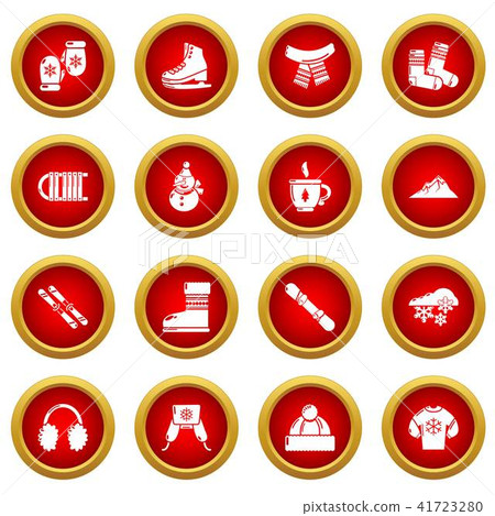 Winter clothes icons set, simple style Winter clothes icons set, simple style 41723280