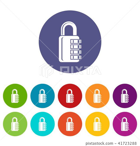 Combination lock icons set vector color Combination lock icons set vector color 41723288