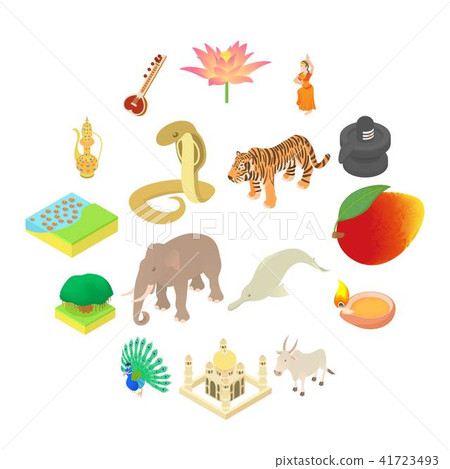 India icons set, isometric 3d style 41723493