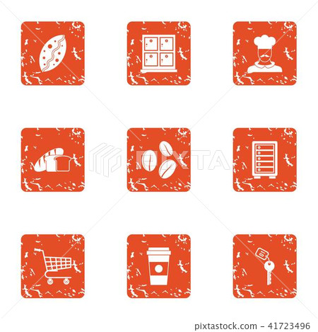 Restaurant place icons set, grunge style Restaurant place icons set, grunge style 41723496