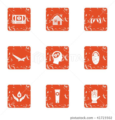 Immolate money icons set, grunge style 41723502