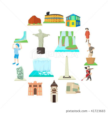 Argentina travel icons set, cartoon style 41723683