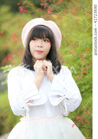 portrait asian woman lolita dress on nature park portrait asian woman lolita dress on nature park 41723690