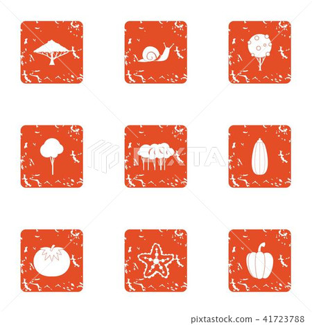 Beastly world icons set, grunge style 41723788