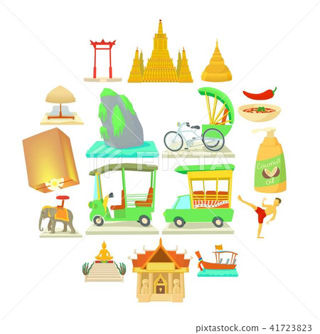 Thailand travel icons set, cartoon style Thailand travel icons set, cartoon style 41723823