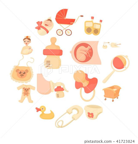 Baby born icons set, cartoon style Baby born icons set, cartoon style 41723824