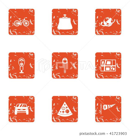 Communal carpark icons set, grunge style Communal carpark icons set, grunge style 41723903