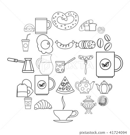 Diet icons set, outline style 41724094