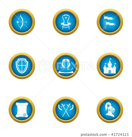 Medieval kingdom icons set, flat style 41724121