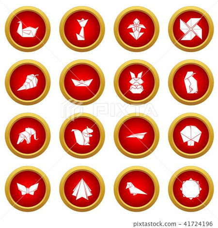 Origami icons set, simple style 41724196