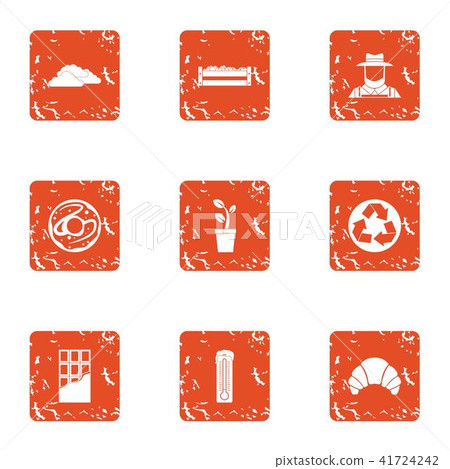 Bionomics icons set, grunge style 41724242
