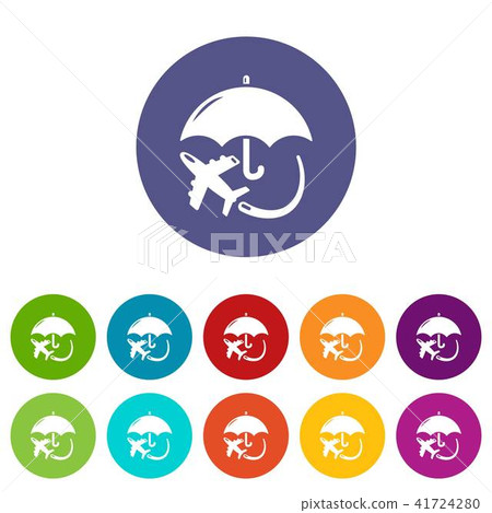 Insurance fly icons set vector color-插圖素材 [41724280] - PIXTA圖庫