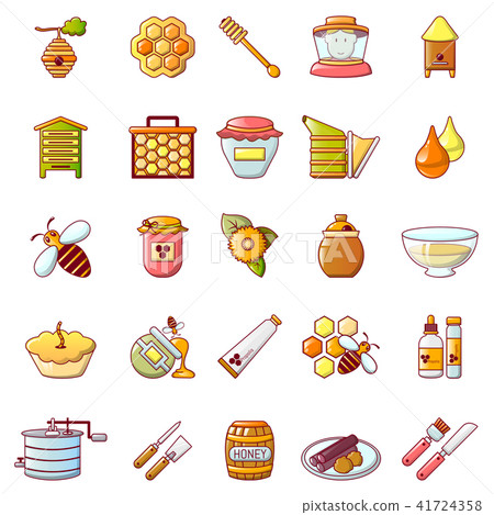Propolis honey jelly icons set, cartoon style Propolis honey jelly icons set, cartoon style 41724358