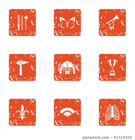 Medieval romanticism icons set, grunge style Medieval romanticism icons set, grunge style 41724359